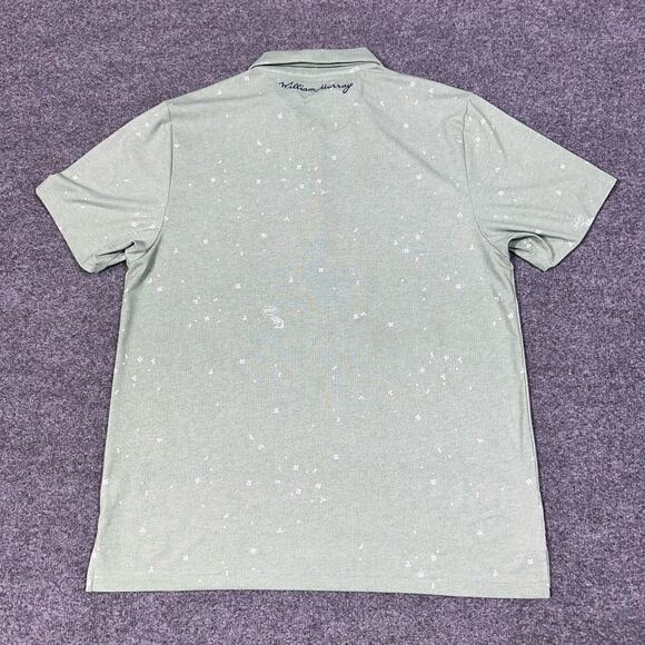 William Murray Green Four Leaf Clover Print Short Sleeve Golf Polo Shirt Size L - Picture 7 of 7